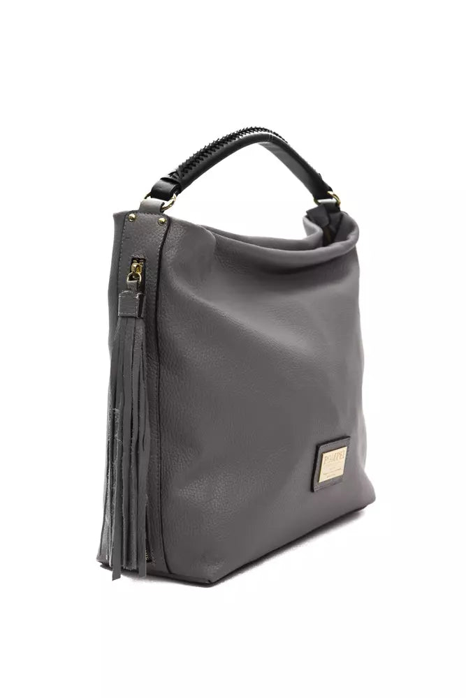 Pompei Donatella Grey Leather Women's Shoulder Bag